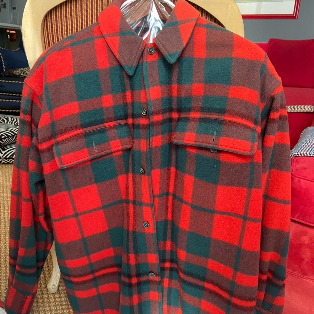 Valentino Couture Red and Teal plaid very soft wool Size 52
Vintage